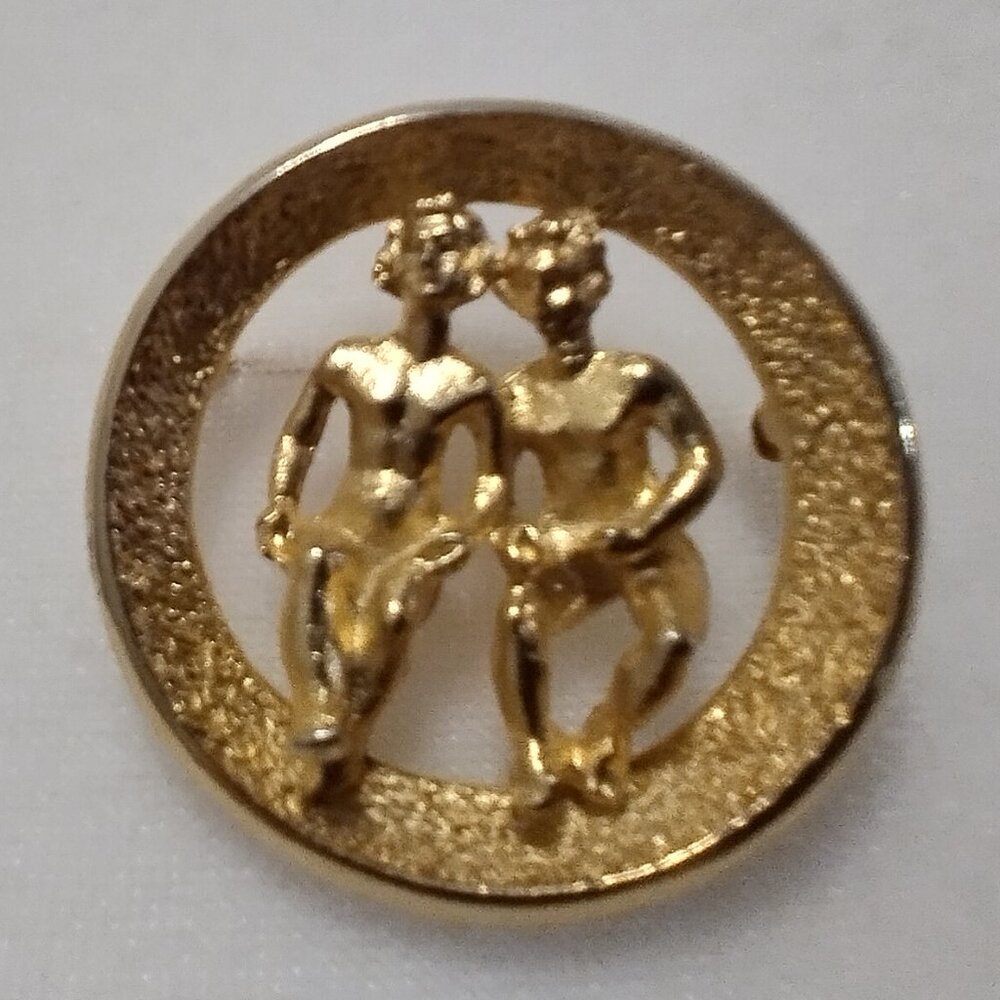 Parklane Gemini Twins Brooch, Vintage Zodiac Pin, 1.75"